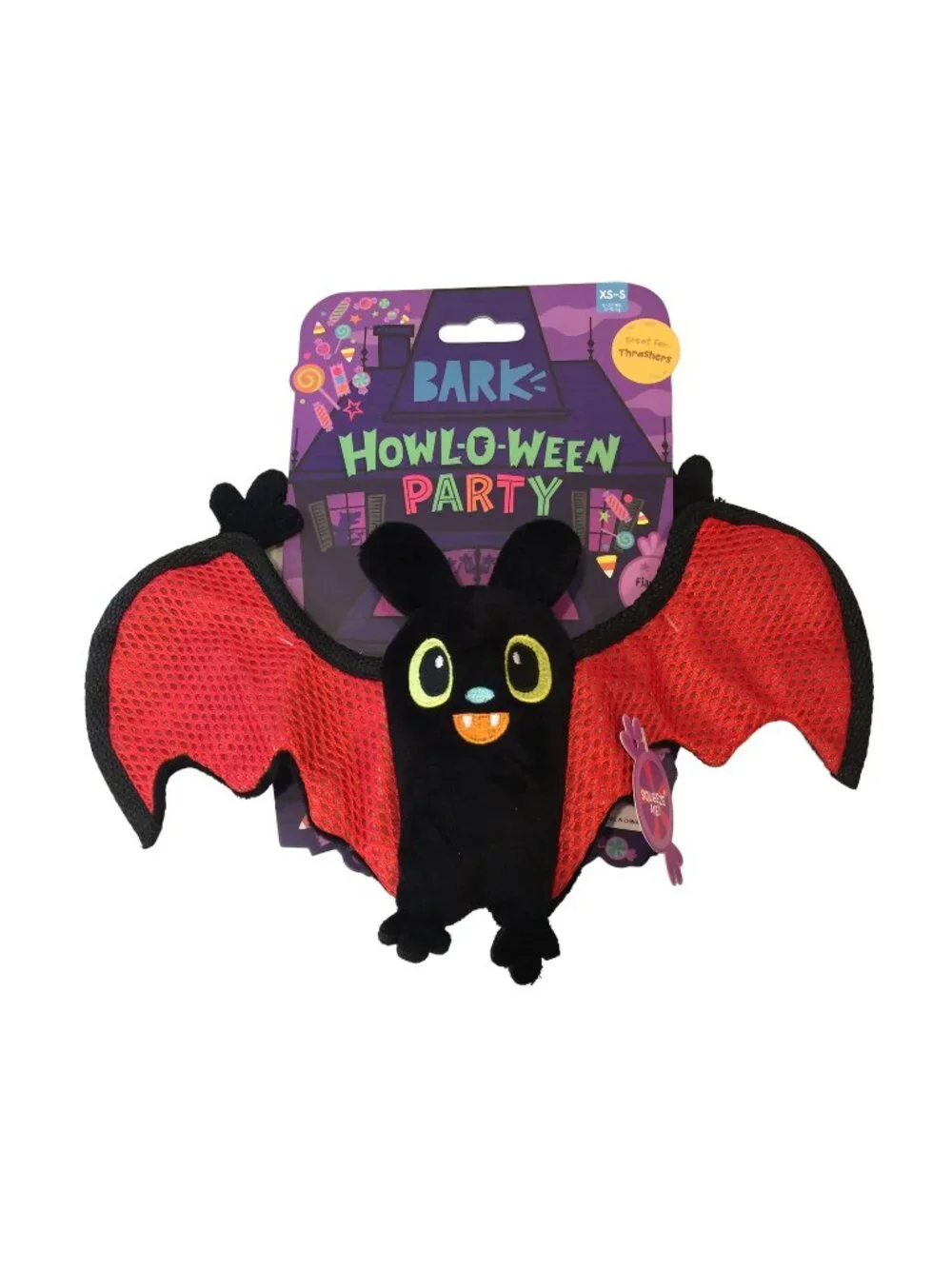 BARK Howl-O-Ween Party FLAPPER GIRL XS-S Squeak Crinkle Plush Bat